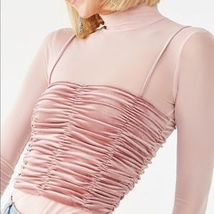 Sheer Top and Ruched Cami set